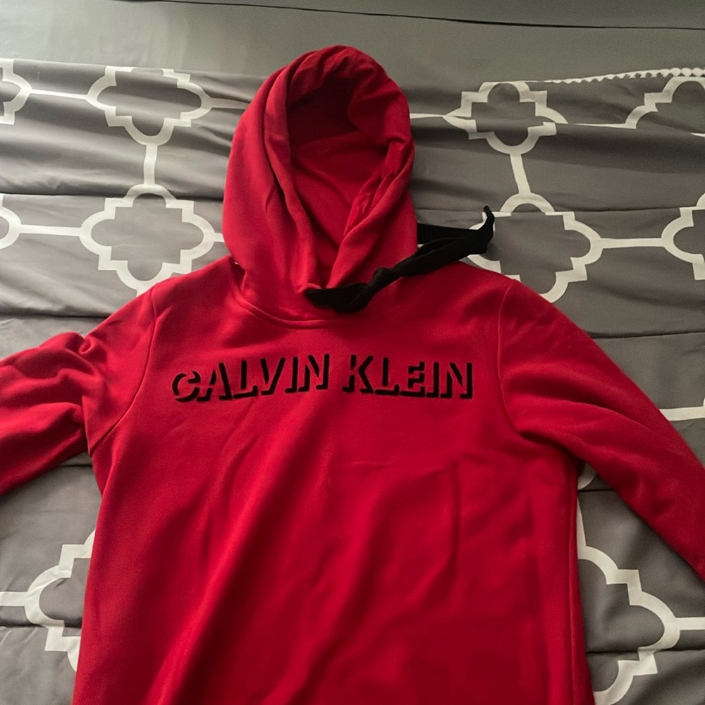 Red hooded Calvin Klein Dress